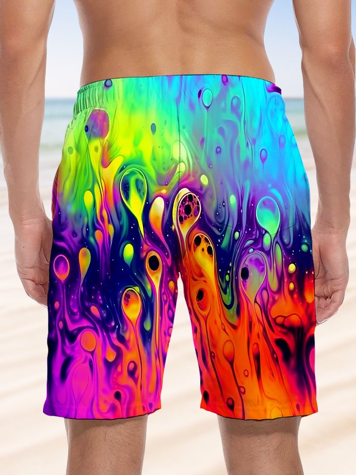 Alohadaddy Gradient Art Drawstring Pocket Casual Beach Shorts