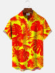 Alohadaddy Plant Leaves Fluorescent Button Pocket Casual Short Sleeve Shirt