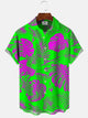 Alohadaddy Plant Leaves Fluorescent Button Pocket Casual Short Sleeve Shirt