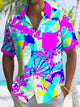 Alohadaddy Contrast Art Button Pocket Casual Short Sleeve Shirt