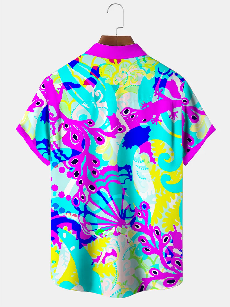 Alohadaddy Contrast Art Button Pocket Casual Short Sleeve Shirt