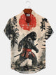 Alohadaddy King Kong Button Pocket Casual Short Sleeve Stand Collar Shirt