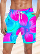 Alohadaddy Plants Flowers Fluorescent Beach Drawstring Pockets Casual Shorts