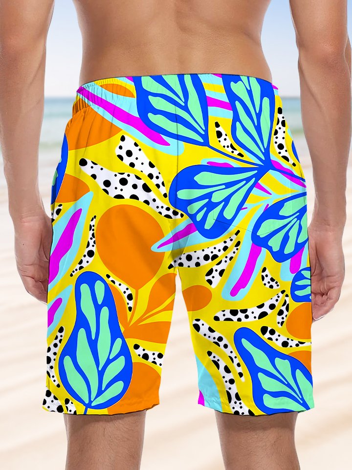 Alohadaddy Plant Flower Beach Drawstring Pocket Casual Shorts