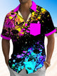 Alohadaddy Plant Flower Fluorescent Button Pocket Casual Short Sleeve Shirt