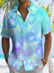 Alohadaddy Coconut Tree Gradient Beach Button Pocket Casual Short Sleeve Shirt