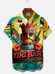 Alohadaddy Tiki Coconut Tree Button Pocket Casual Short Sleeve Shirt