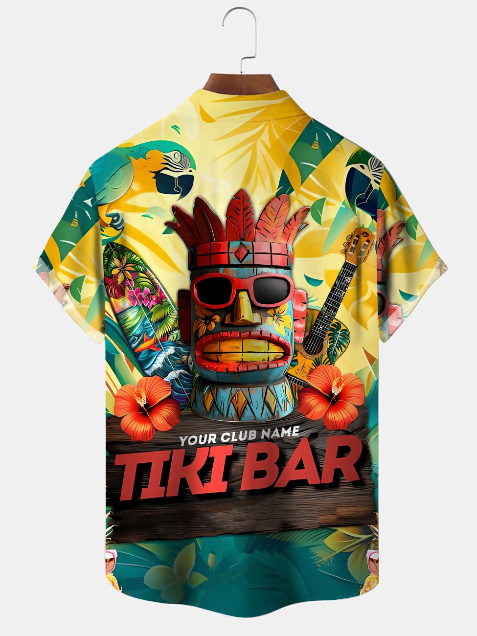 Alohadaddy Tiki Coconut Tree Button Pocket Casual Short Sleeve Shirt