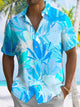Alohadaddy Plant Leaves Button Pocket Casual Short Sleeve Shirt