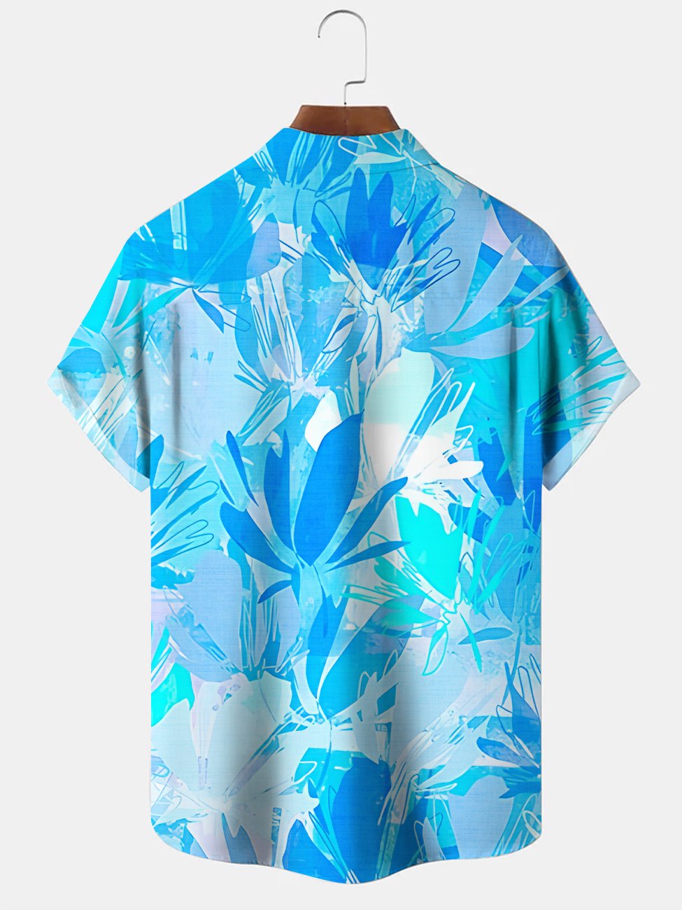 Alohadaddy Plant Leaves Button Pocket Casual Short Sleeve Shirt
