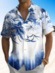 Alohadaddy Plant Leaves Gradient Button Pocket Casual Short Sleeve Shirt