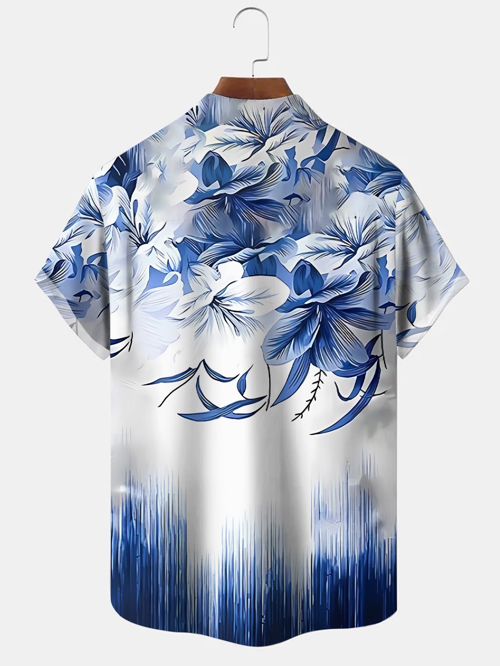 Alohadaddy Plant Leaves Gradient Button Pocket Casual Short Sleeve Shirt