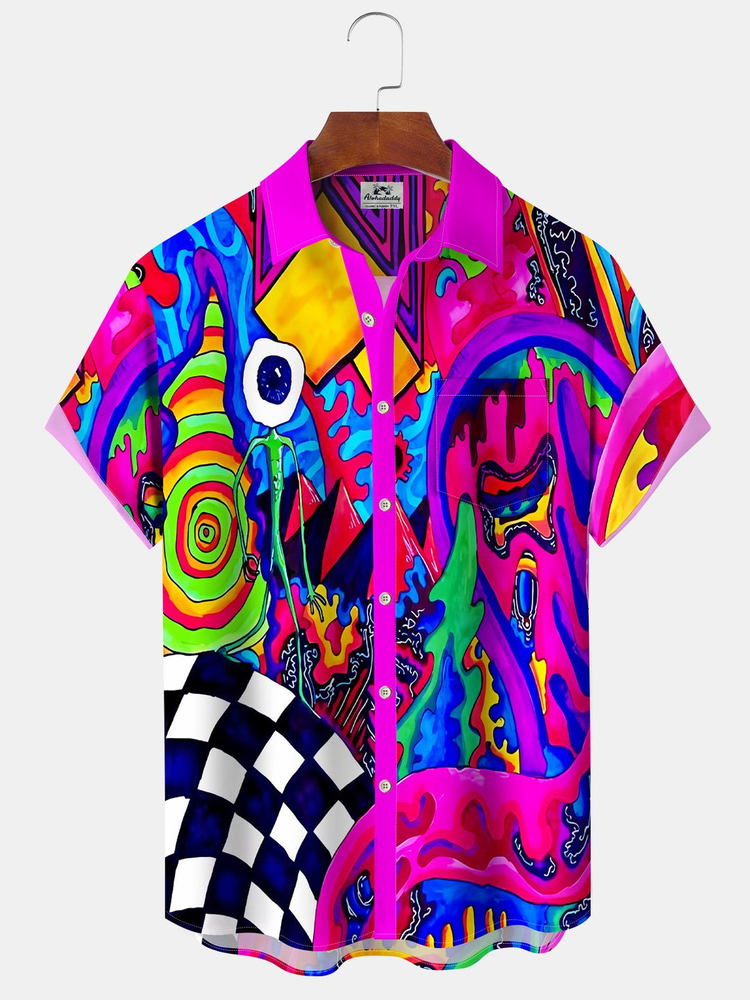 Alohadaddy Abstract Art Button Pocket Casual Short Sleeve Shirt