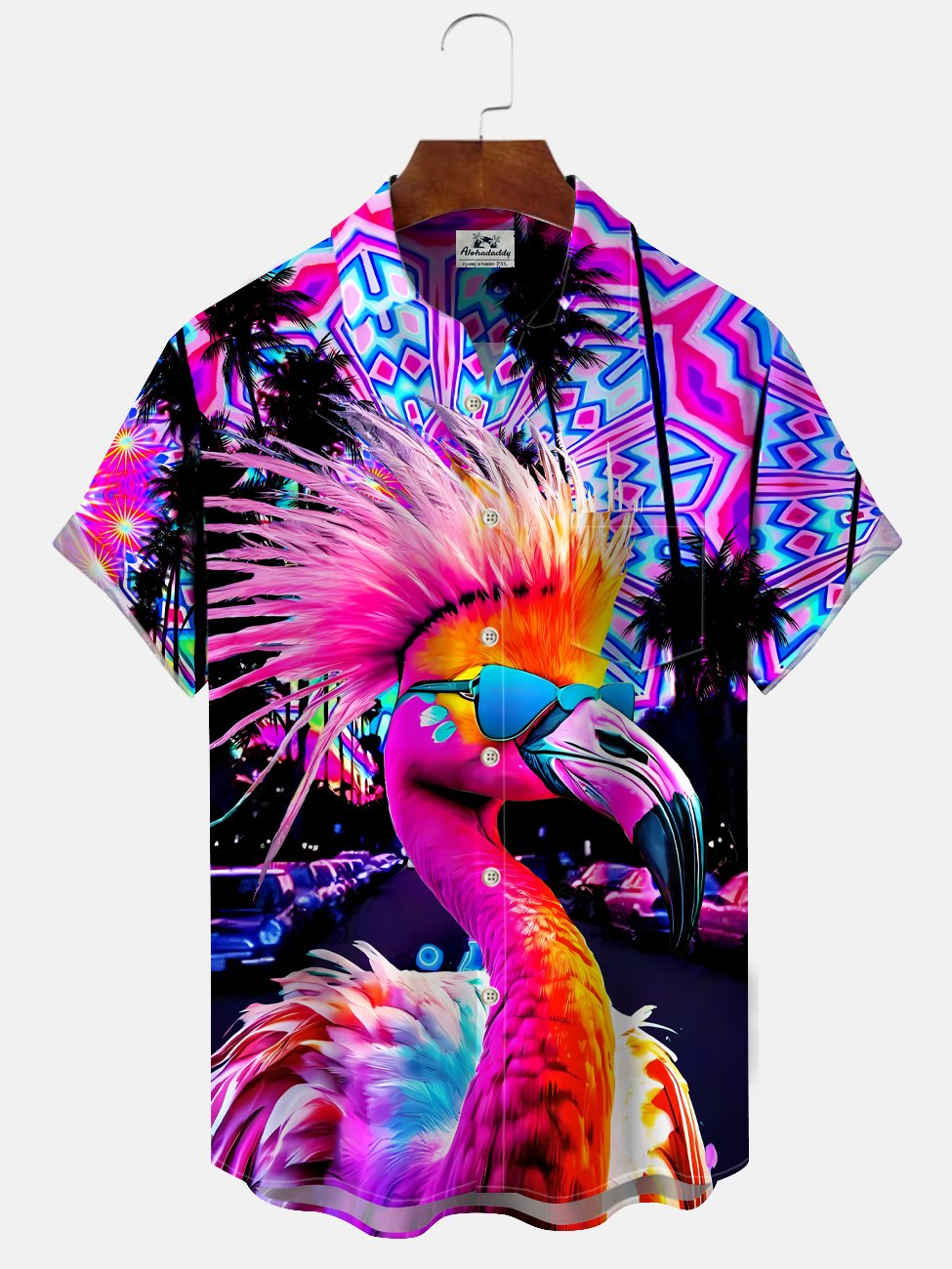 Alohadaddy Flamingo Coconut Tree Button Pocket Casual Short Sleeve Shirt