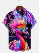 Alohadaddy Flamingo Coconut Tree Button Pocket Casual Short Sleeve Shirt