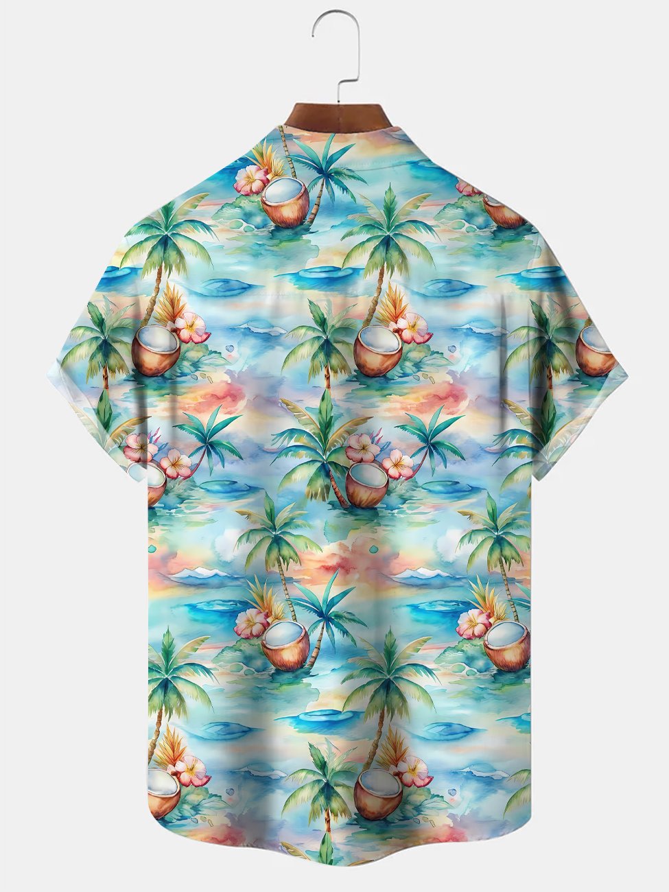 Alohadaddy Coconut Tree Button Pocket Casual Short Sleeve Shirt