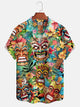 Alohadaddy Mask Tiki Button Pocket Casual Short Sleeve Shirt
