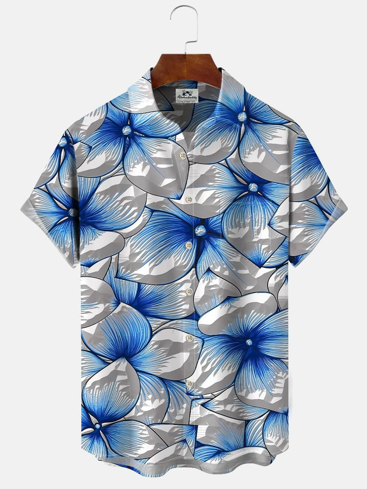 Alohadaddy Plant Flower Button Pocket Casual Short Sleeve Shirt