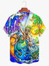 Alohadaddy Beach Coconut Tree Tiki Button Pocket Casual Short Sleeve Shirt