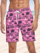 Alohadaddy Coconut Tree Beach Vacation Drawstring Pocket Casual Shorts