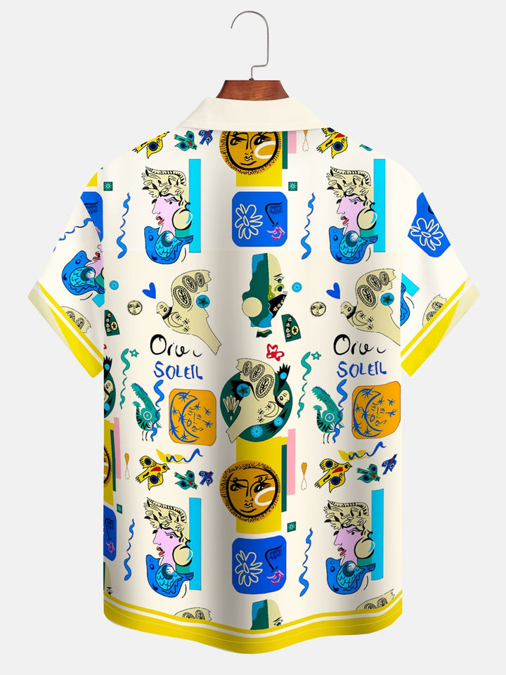 Alohadaddy Art Abstract Art Button Pocket Casual Short Sleeve Shirt