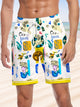 Alohadaddy Coconut Tree Art Drawstring Pocket Casual Beach Shorts