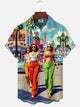 Alohadaddy Coconut Tree Vacation Character Button Pocket Casual Short Sleeve Shirt