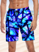 Alohadaddy Fluorescent Geometric Drawstring Casual Beach Shorts