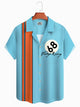 Alohadaddy Number Casual Geometric Stripes Button Pocket Casual Short Sleeve Shirt