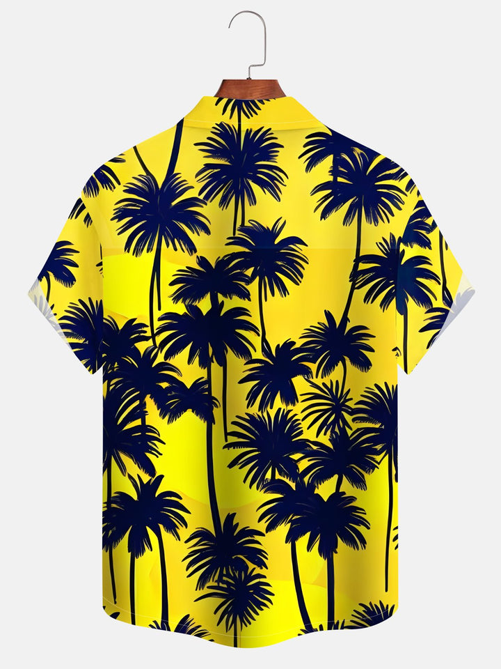 Alohadaddy Coconut Tree Button Pocket Casual Short Sleeve Shirt