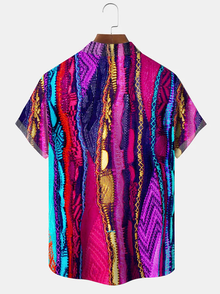 Alohadaddy Contrast Color Cotton And Linen Fabric Texture Buttons Pockets Casual Short Sleeves Holiday Shirt