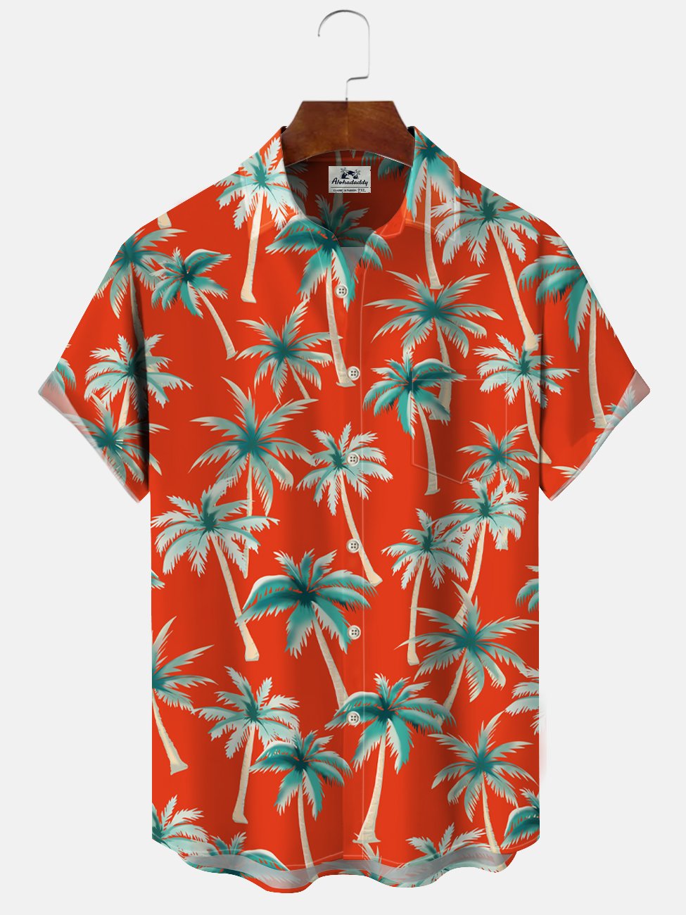 Alohadaddy Coconut Tree Button Pocket Casual Short Sleeve Shirt