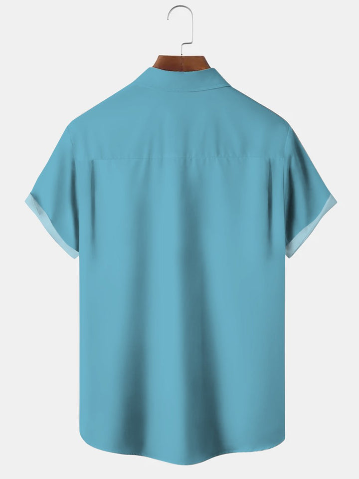 Alohadaddy Coconut Tree Button Pocket Casual Short Sleeve Shirt