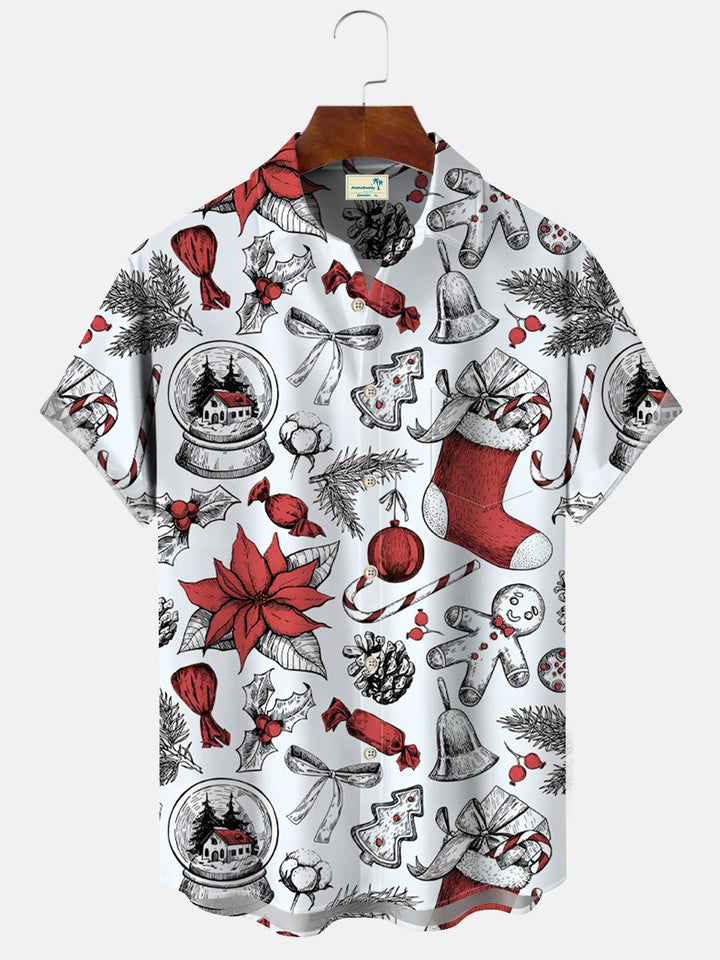 Alohadaddy Christmas Gift Button Pocket Casual Short Sleeve Shirt