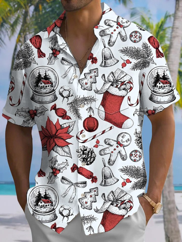 Alohadaddy Christmas Gift Button Pocket Casual Short Sleeve Shirt