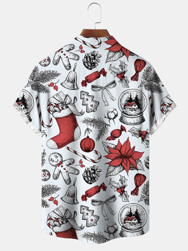 Alohadaddy Christmas Gift Button Pocket Casual Short Sleeve Shirt