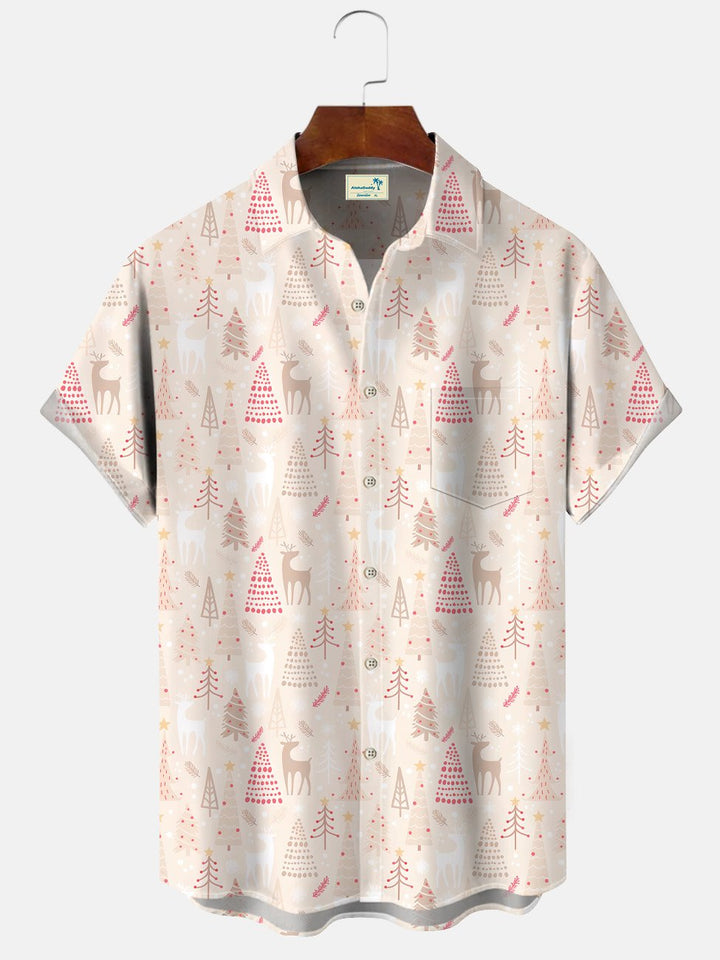 Alohadaddy Christmas Gift Button Pocket Casual Short Sleeve Shirt