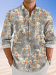 Camisa informal de manga larga con bolsillos y botones y diseño de hojas de plantas de Alohadaddy