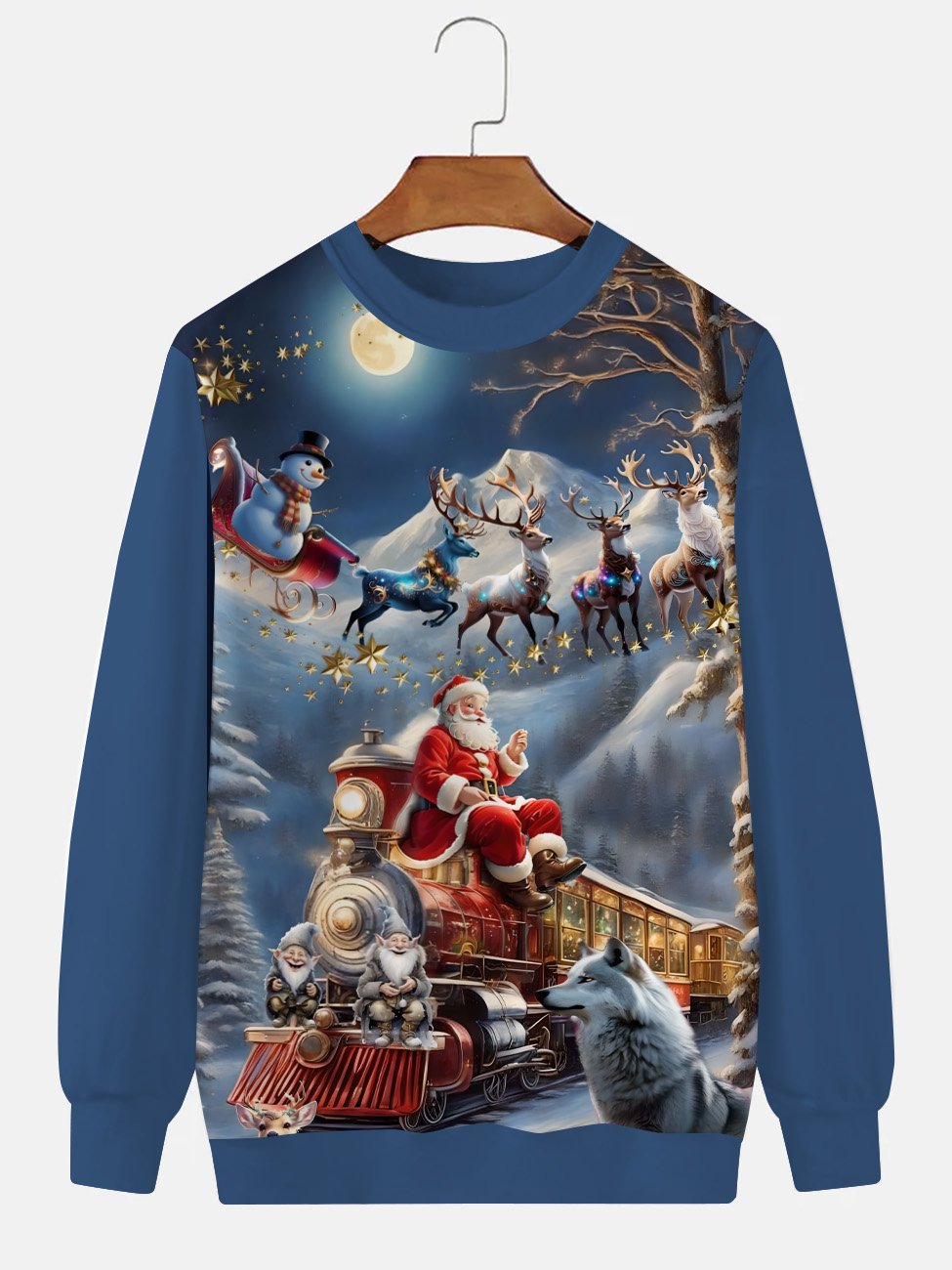 Sudadera informal de manga larga y cuello redondo con diseño de elfo navideño de Papá Noel de Alohadaddy