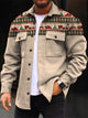 Alohadaddy Christmas Retro Corduroy 3D Digital Printing Casual Long Sleeve Shirt Jacket Thickening Lengthening