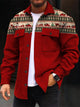 Alohadaddy Christmas Retro Corduroy 3D Digital Printing Casual Long Sleeve Shirt Jacket Thickening Lengthening