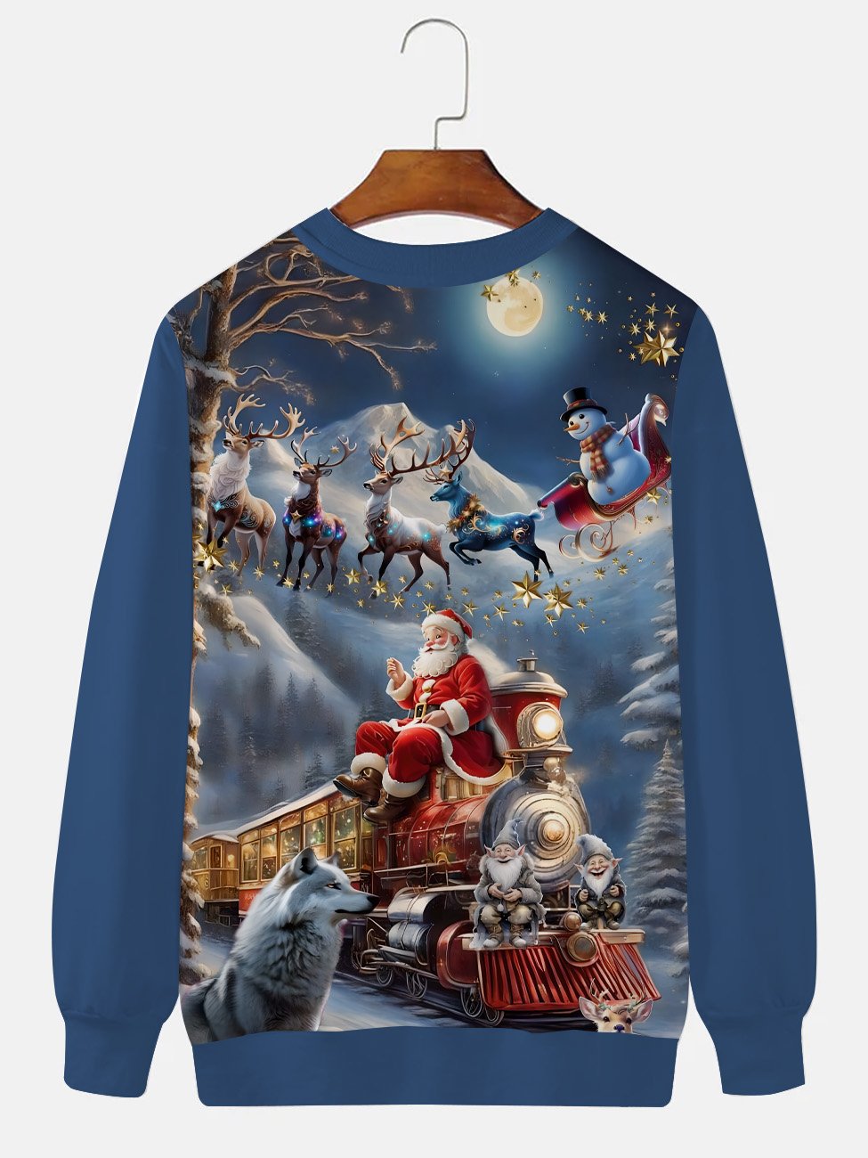 Sudadera informal de manga larga y cuello redondo con diseño de elfo navideño de Papá Noel de Alohadaddy