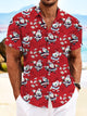 Camisa informal de manga corta con botones y bolsillo para vacaciones navideñas de Alohadaddy con Papá Noel