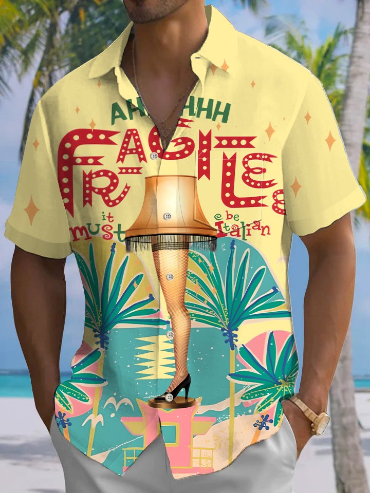 Chemise décontractée à manches courtes avec boutons et poches pour vieux film Alohadaddy Christmas Words