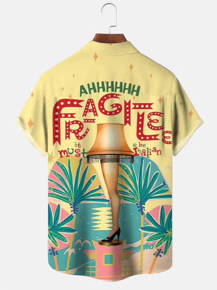 Chemise décontractée à manches courtes avec boutons et poches pour vieux film Alohadaddy Christmas Words