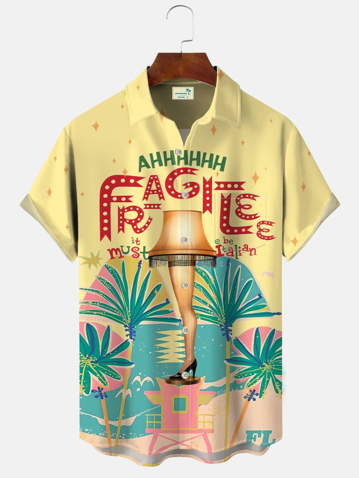 Chemise décontractée à manches courtes avec boutons et poches pour vieux film Alohadaddy Christmas Words