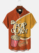 Camisa informal de manga corta con bolsillo y botones de película antigua con diseño retro de palomitas de maíz de Alohadaddy
