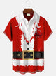 Alohadaddy Christmas Santa Claus Button Pocket Casual Short Sleeve Shirt