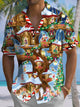 Camisa informal de manga corta con bolsillos y botones con diseño de árbol de Navidad de Alohadaddy