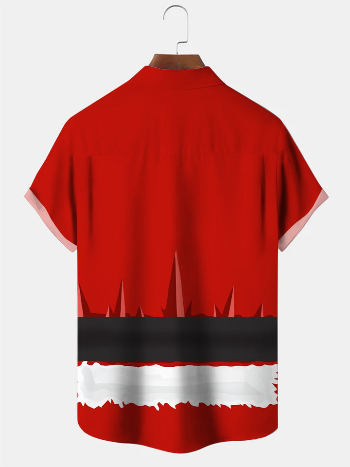 Chemise décontractée à manches courtes avec poche boutonnée et motif Père Noël de Alohadaddy